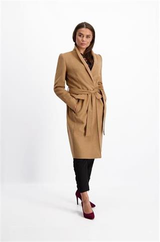 Camelowy płaszcz damski wełniany 84012 - 147011