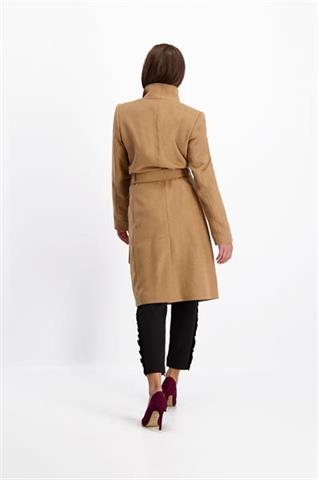 Camelowy płaszcz damski wełniany 84012 - 147021