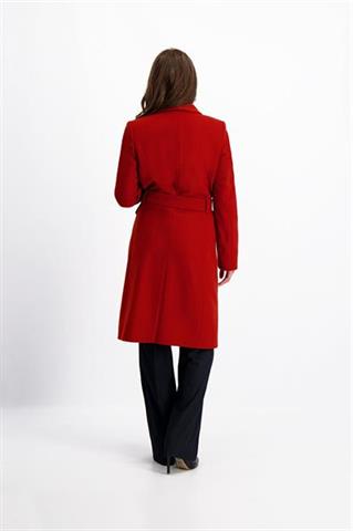 Czerwony płaszcz z wiązaniem w pasie 84019 - 147801