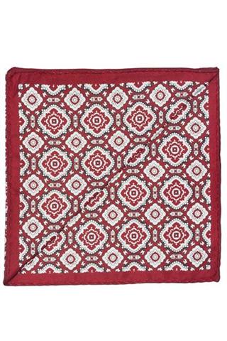 Bordowa poszetka w biało czarny wzór 57165 - 21621