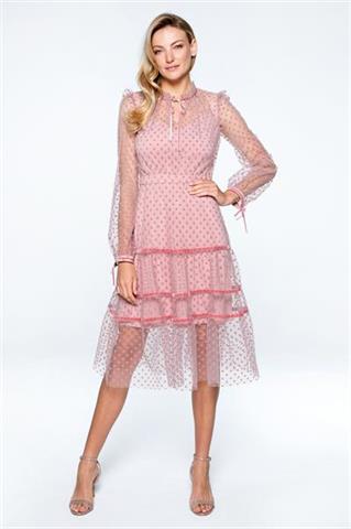 Tiulowa sukienka w groszki 58100 - 217291