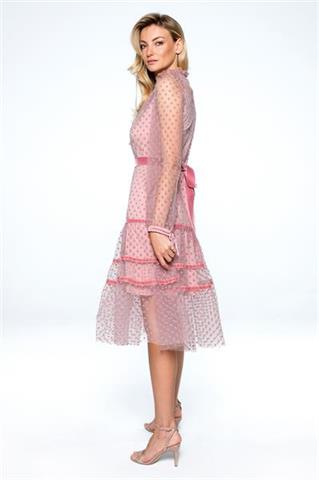 Tiulowa sukienka w groszki 58100 - 217321