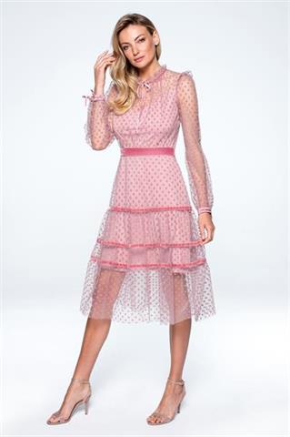 Tiulowa sukienka w groszki 58100 - 217331