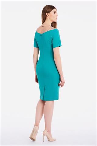 Zielona sukienka z ozdobnym dekoltem 58119 - 218511