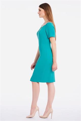 Zielona sukienka z ozdobnym dekoltem 58119 - 218521