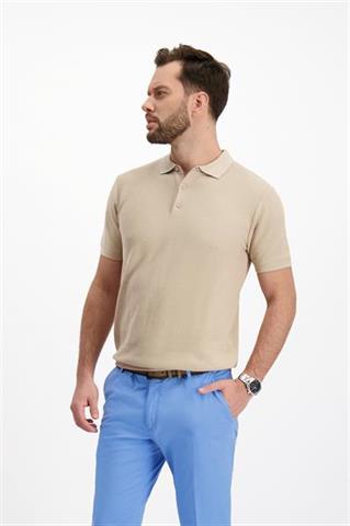 Beżowa koszulka polo 73856 - 234601
