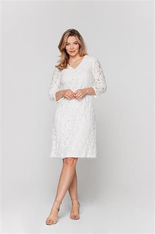 Prosta biała sukienka z koronki 58214 - 240721