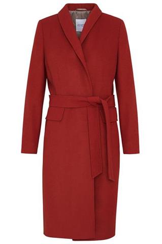 Czerwony płaszcz z wiązaniem w pasie 84019 - 31321