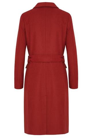Czerwony płaszcz z wiązaniem w pasie 84019 - 31371