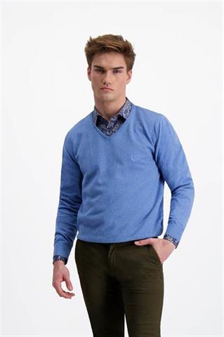 Niebieski sweter męski V-neck 73845 - 350641
