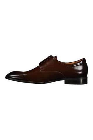 Brązowe buty męskie ze skóry naturalnej o wysokim połysku 75144 - 375111