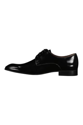 Czarne buty męskie ze skóry naturalnej o wysokim połysku 75146 - 375161