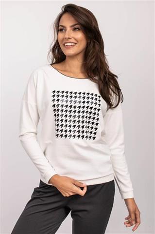 Bluza damska ze wzorem pepitki 58703 - 376151
