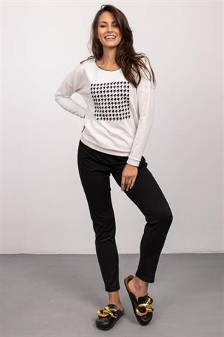 Bluza damska ze wzorem pepitki 58703 - 376171