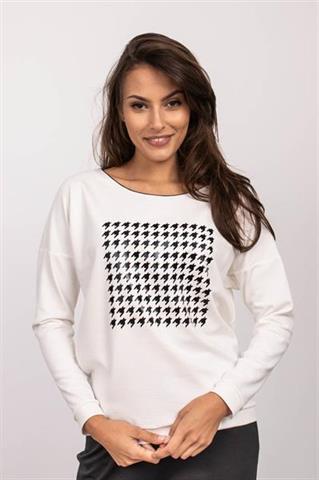 Bluza damska ze wzorem pepitki 58703 - 376181