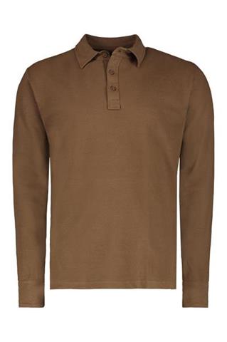 Brązowa koszulka polo z długim rękawem 78035 - 380581