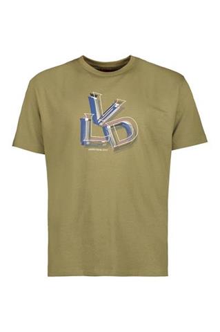 Bawełniany t-shirt męski khaki z nadrukiem 78041 - 380811
