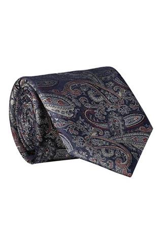 Granatowy krawat we wzór paisley 57519 - 405871