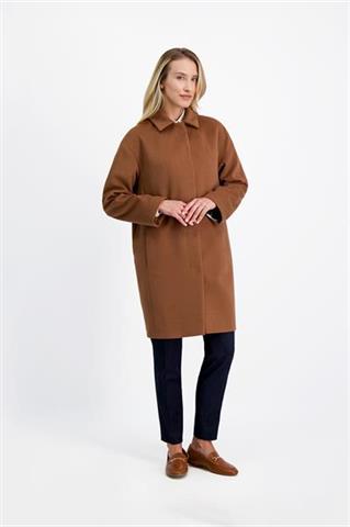 Camelowy płaszcz damski 86133 - 427611