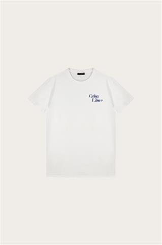 Biały T-shirt z granatowym nadrukiem Cuba Libre 78051 - 557861