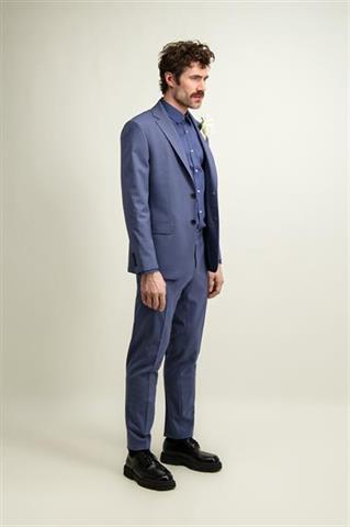 Jednorzędowy wełniany garnitur męski 35456 - 568471