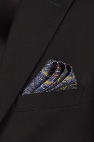 Granatowo-zielona poszetka we wzór paisley 57594 - 627961