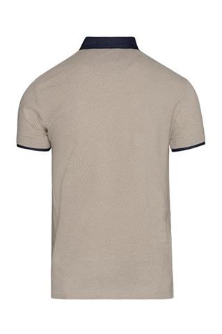 Beżowa koszulka polo w mikro wzór 72987 - 66991