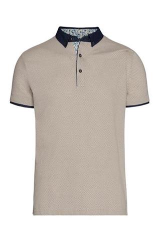 Beżowa koszulka polo w mikro wzór 72987 - 67021