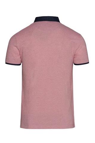 Różowa koszulka polo męska w mikro wzór 72986 - 67031