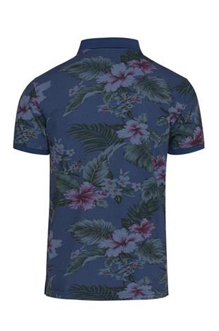 Niebieskie polo koszulka w kwiaty 72980 - 67151