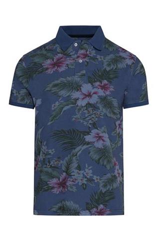 Niebieskie polo koszulka w kwiaty 72980 - 67181