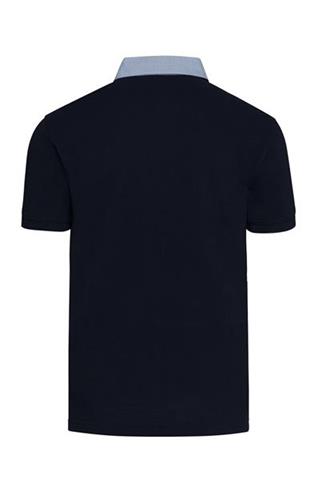 Granatowa koszulka polo z kołnierzykiem w kratkę 72970 - 67191