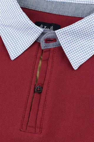 Koszulka polo męska z kołnierzykiem w kratkę 72899 - 70371