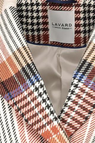 Płaszcz damski jesienny w kolorową kratę 84760 - 93581