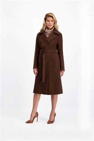 Brązowy płaszcz damski zimowy 84922 - 98071