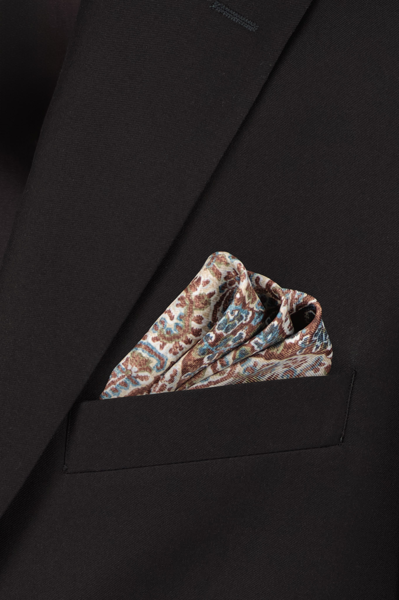 Szaro-brązowa poszetka we wzory 73358