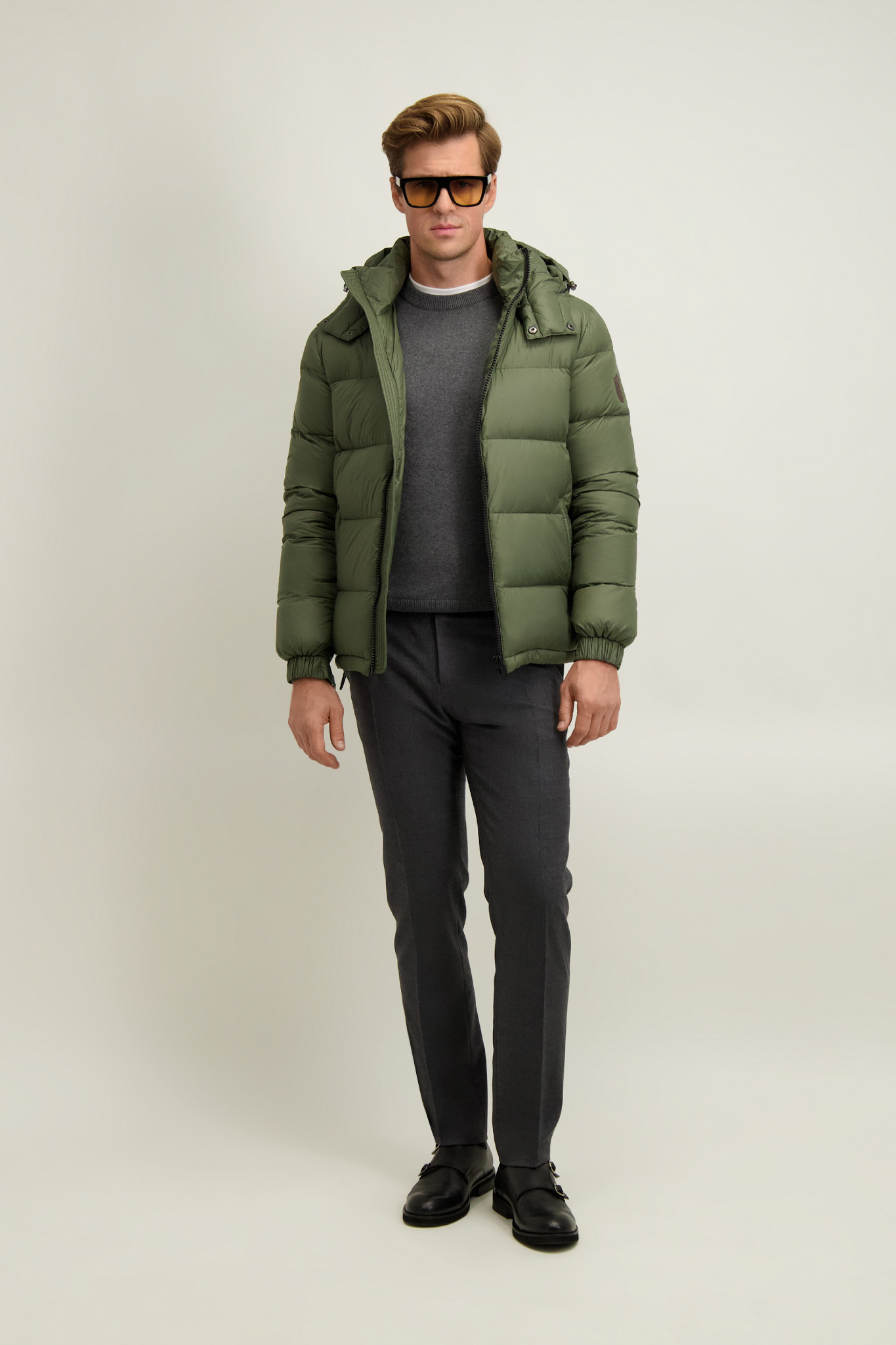 Puchowa zielona kurtka męska 20078