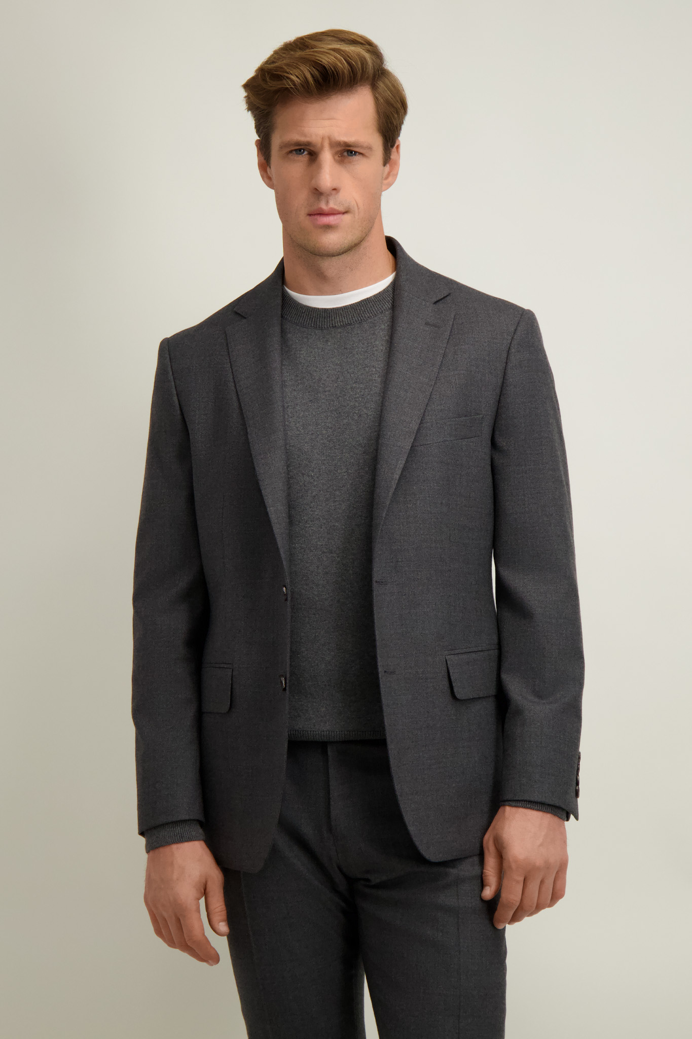 Szara marynarka męska z wełną 46505
