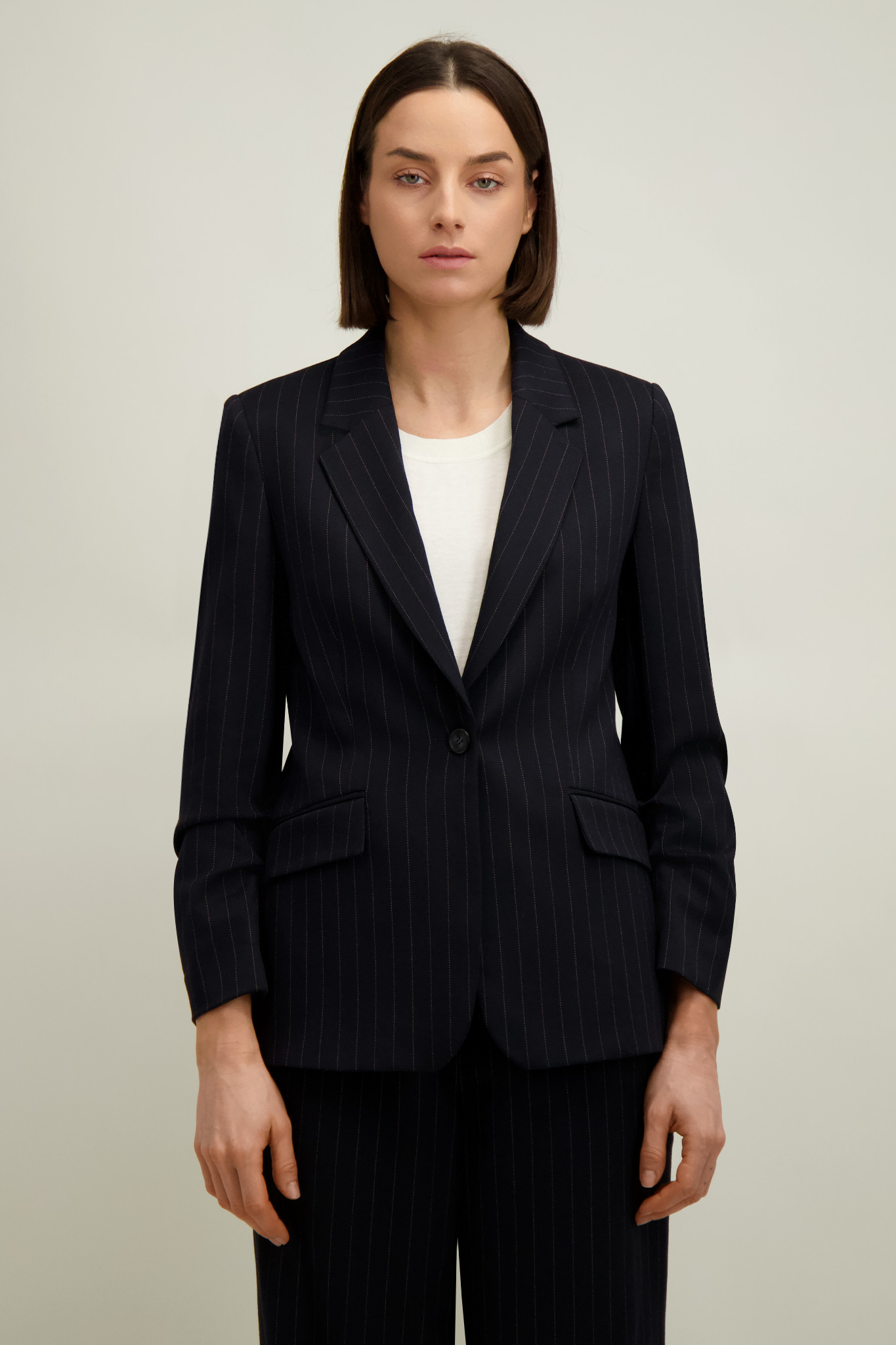 Granatowo-beżowa marynarka damska 87652