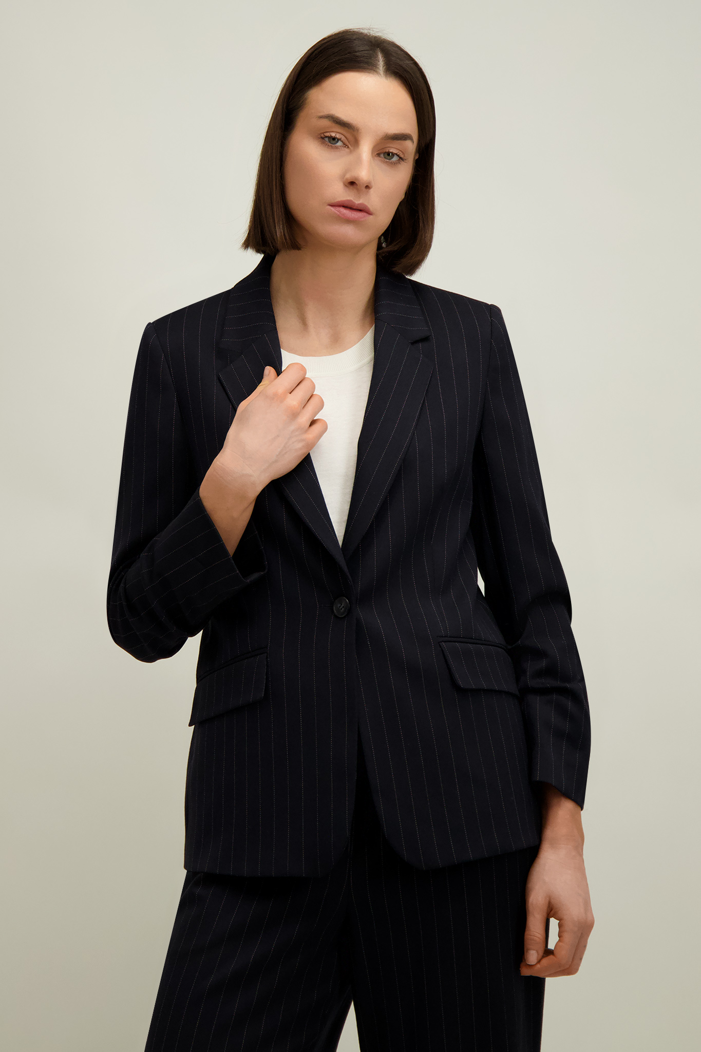 Granatowo-beżowa marynarka damska 87652