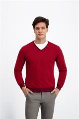 Bordowy sweter męski V-Neck 73820