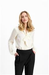 Elegancka bluzka damska z wiązaną szarfą 85568