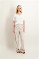 Biała dzianinowa bluzka z krótkim rękawem V-neck 85663