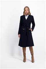 Dwurzędowy płaszcz damski z dodatkiem virgin wool 85741