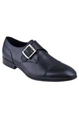 Czarne skórzane buty męskie monki 73007